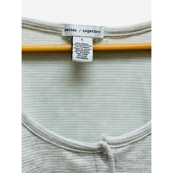 Better Together Waffle Knit Button Crop Top Size Large NWT Long Sleeve - Picture 3 of 8